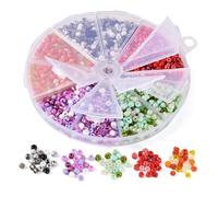 Boutigem 150g 5 Colors Glass Seed Beads 4mm Craft Round Pony Beads Mini Spacer Beads for Necklace Bracelet Jewelry Making