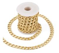 Boutigem 16.4 Feet Aluminium Curb Twisted Chains Golden Chunky Metal Link Chains Bulk 16x11x2.8mm for Jewelry Making