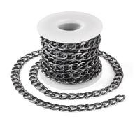 Boutigem 16.4 Feet Oval Aluminum Curb Chains Unwelded Twisted Chain Black Chunky Link Chains 13x9.5x2mm for DIY Necklace Bracelet Jewelry Making Crafts