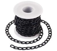 Boutigem 16.4Feet Oval Aluminum Curb Chains Black Twisted Chunky Link Chains 13.5x8x2mm for DIY Necklace Bracelet Making Crafts