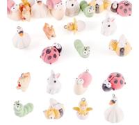 Boutigem 16 Pcs Cute Resin Animals Charms 8 Styles Flocky Rabbit Squirrel Duck Dangle Pendants for Jewelry Making DIY Necklace Bracelet Earring