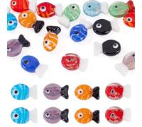 Boutigem 16Pcs Handmade Lampwork Fish Glass Beads Cute Ocean Animal Fish Loose Spacer Beads Colorful Crystal Sea Animal Craft Bead for DIY Crafts Earring Bracelet Necklace Lanyard Jewelry Making