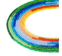 Boutigem 1840Pcs Rainbow Colors Faceted Round Transparent Glass Beads 2mm Tiny Clear Crystal Rondelle Loose Beads for DIY Bracelet Necklace Earring Jewelry Making