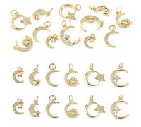 Boutigem 18K Gold Plated Charms Assorted Micro Pave Cubic Zirconia Charms with Jump Ring for DIY Crafts Earring Necklace Bracelet Jewelry Making, Non-Precious Metal, Cubic Zirconia