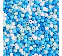 Boutigem 200g Blue Glass Seed Beads 4mm Tiny Craft Pony Beads Mini Spacer Beads for Necklace Bracelet Jewelry Making DIY Crafts