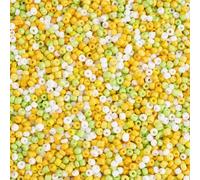 Boutigem 200g Yellow Glass Seed Beads 2mm Round Tiny Pony Beads Bulk for Necklace Bracelet Earring Jewelry Making DIY Crafts Home Decor