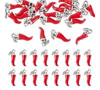 Boutigem 20Pcs Alloy Chili Pepper Charms Enamel Red Pepper Charms Mini Mexican Fiesta Cinco 3D Italian Horn Chili Pendant for Women Necklace Bracelet Earring Jewelry Making