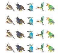 Boutigem 20Pcs Resin Bird Charm, 5 Styles Flat Back Cute Animal Cartoon Bird Pendants with Loops for Necklace Keychain Jewelry Making