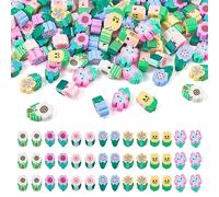 Boutigem 210Pcs Flower Beads Handmade Polymer Clay Beads Cute Flower Shaped Beads for Necklace Bracelet Jewelry Making