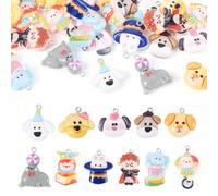 Boutigem 22Pcs Circus Theme Resin Charms Cute Cartoon Puppy Dog Rabbit Sea Lion Elephant Clown Magician Dangle Pendants Lovely Animal Hang Ornament for DIY Crafts Necklace Keychain Jewelry Making