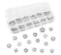 Boutigem 230Pcs Antique Silver Flower Bead Caps Tibetan Alloy Filigree Flower Bead End Caps Vintage Hollow Floral Metal Spacer Beads for DIY Crafts Earring Bracelet Necklace Jewelry Making