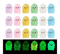 Boutigem 24Pcs Luminous Mini Resin Chick Figurines Glow in The Dark Chick Charms Colorful Animals Dollhouse Figurine for Garden Home Office Desktop Micro Landscape Ornaments