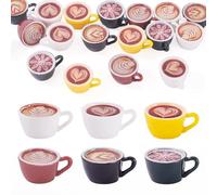 Boutigem 24Pcs Resin Coffee Cup Charms 3D Mini Coffee Latte Mug Charms Cute Imitation Hot Drink Pendants Miniature Drink Ornaments for DIY Keychain Jewelry Making Dollhouse Accessories Desktop Decor