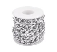 Boutigem 2M Aluminium Curb Chains Unwelded Twisted Chains Metal Chunky Chain Link 17x13x3mm for DIY Jewellery Making