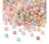 Boutigem 300Pcs 10 Colors Crackle Glass Round Beads 6mm Painted Crystal Ball Loose Spacer Beads with Gold Powder for DIY Necklace Bracelet Jewelry Making