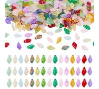 Boutigem 300Pcs Leaf Charms for Jewelry Making Colorful Glass Leaves Pendants Tiny Crystal Leaf Bead Charms Tree Leaves Pendants for DIY Necklace Bracelet Earring Making