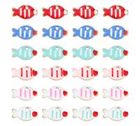 Boutigem 30Pcs 6 Colors Stainless Steel Fish Charms, Cute Flatback Sea Fish Enamel Charms Ocean Animal Theme Ornament Party Home Decor for Bracelet, Earring, Necklace, Jewelry Making
