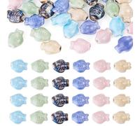 Boutigem 30Pcs Handmade Fish Spacer Beads Bright Glazed Colorful Fish Porcelain Ceramic Bead Summer Beach Sea Animal Beads for Jewelry Making DIY Earring Bracelet Necklace