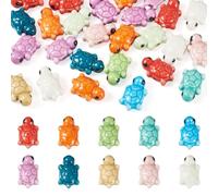 Boutigem 30Pcs Turtle Ceramic Beads Handmade Porcelain Tortoise Beads Colorful Cute Cartoon Sea Turtle Animal Loose Spacer Bead for DIY Crafts Earring Necklace Bracelet Jewelry Making