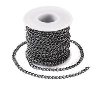 Boutigem 32.8 Feet Aluminum Curb Chains Unwelded Twisted Black Metal Chain Link Bulk 7x5x1.5mm for Pendant Necklace Bracelet Jewelry Making DIY Crafts
