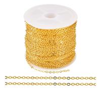 Boutigem 32.8 Feet Metal Oval Cable Chain Link Golden Brass Coated Iron Flat Cable Chain 2.5x2x0.3mm for DIY Bracelet Jewelry Making Crafts