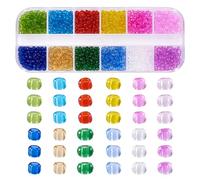 Boutigem 48G 3mm Tiny Transparent Glass Seed Beads Set Colorful Round Rondelle Glass Loose Beads for Necklace Bracelet Jewelry Making DIY Crafts