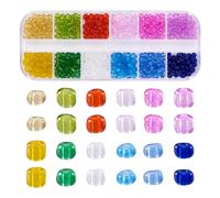 Boutigem 48G 4mm Tiny Rondelle Glass Seed Beads Colorful Crystal Round Loose Beads Hair Beads for Necklace Bracelet Jewelry Making DIY Crafts