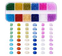 Boutigem 48G Colorful Glass Round Seed Beads Set 2mm Transparent Rondelle Glass Loose Beads for Necklace Bracelet Jewelry Making DIY Crafts