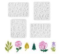 Boutigem 4Pcs 4 Styles Pendants Silicone Molds, White, Rose Leaf Tree Shape Resin Casting Molds for Earring, Necklace, Bookmark, Keychain Making