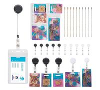 Boutigem 5 Styles Badge Buddy Silicone Mold ID Work Card Badge Holder Resin Mold with 10pcs Retractable Badge Holder Epoxy Resin Casting Mould for DIY Name Badge Holders Craft Making