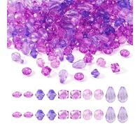 Boutigem 500Pcs Purple Theme Acrylic Beads Set Faceted Round Bicone Teardrop Cube Rondelle Transparent Plastic Beads for Necklace Bracelet Jewelry Making