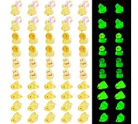 Boutigem 50Pcs Luminous Mini Resin Duck Figurines Glow in The Dark Duck Charms Colorful Animals Dollhouse Figurine for Garden Craft Home Office Desktop Micro Landscape Ornaments