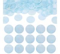 Boutigem 50Pcs Natural Shell Disc Link Charm Flat Round Links Connector Capiz Shell Charms for Jewelry Making DIY Wind Chimes Curtain Hang Ornament,Blue