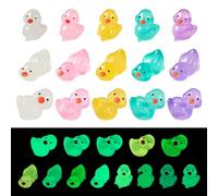 Boutigem 56Pcs Luminous Mini Resin Duck Figurines Glow in The Dark Duck Charms Colorful Animals Dollhouse Figurine for Garden Craft Home Office Desktop Micro Landscape Ornaments