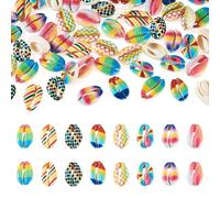 Boutigem 56Pcs Natural Cowrie Shell Beads Printed Cut Oval Seashells