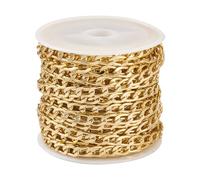 Boutigem 5M Aluminum Curb Chains Unwelded Twisted Chain Golden Chunky Metal Link Chains 7x4x1.2mm for Jewelry Making