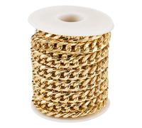 Boutigem 5M Faceted Aluminum Curb Chains Golden Unwelded Twisted Chain Chunky Metal Chains Link 12x9x3.5mm for DIY Bracelet Necklace Jewelry Making Crafts