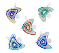 Boutigem 5Pcs Handmade Tropical Fish Lampwork Glass Charms Cute Ocean Animal Lampwork Charms Crystal 3D Tropical Fish Dangle Pendants Marine Life Pendants for DIY Necklace Lanyard Jewelry Making