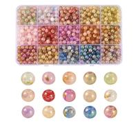 Boutigem 750Pcs Baking Painted Crackle Glass Beads 6mm Colorful Craft Crystal Round Loose Beads with Gold Powder for Bracelet Necklace DIY Jewelry Making