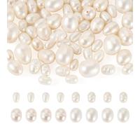 Boutigem 75Pcs Freshwater Pearl Beads 4 Styles Oval Rice Natural Cultured Pearl Spacer Beads Baroque Irregular White Pearls for DIY Beading Crafts Bracelet Earring Necklace Jewelry Making
