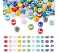 Boutigem 88Pcs AB Color Plated Electroplated Glass Beads Imitation Jade Faceted Rondelle Crystal Beads for Necklace Bracelet Jewelry Making