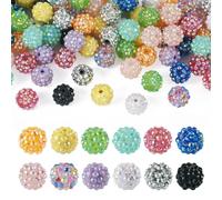 Boutigem 96Pcs Chunky Crystal Rhinestone Beads 14mm Round Bubblegum Ball Loose Beads for DIY Bracelet Necklace Jewelry Making