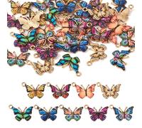 Boutigem Enamel Butterfly Charms Colorful Insect Animal Metal Charms Assorted Flying Butterflies Dangle Pendants Cute Hang Ornament for DIY Crafts Jewelry Making, Enamel, No Gemstone