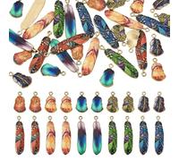 Boutigem Enamel Feather Charms Bohemian Animal Wing Dangle Pendants Colorful Printed Plumage Metal Charms Native American Indian Charms for DIY Crafts Jewelry Making, Enamel, No Gemstone