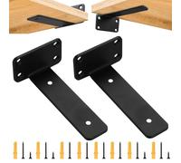Boutihao 2 Pack Shelf Brackets 20cm, Heavy Duty Metal Scaffold Board Shelf L Braces, 4mm Thick Wall L Brackets for Shelves Support Wall Hanging, Black(8 inches)