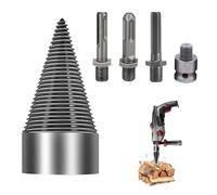 Boutihao 5 Pcs Splitting Wood Cone Drill Bit Set, WoodSplitter DrillBit, Log WoodSplitterDrill 50mm with 4pcs Handles/Shanks, Screw Cone Wood Splitter Wedge for Power Drill, ElectricDrill