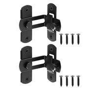 Boutihao 90 Degree Flip Sliding Barn Door Lock, 2 Pack Stainless Steel Angle Door Latch Buckle, Screen Door Stopper Lock Hook Eye Lock Gate Lock for Barn, Garage, Window, Sliding Door (Black)