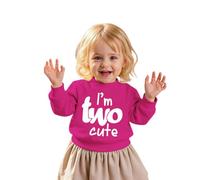 BOUTIKOME 2nd Birthday Jumper for Girls I'm Two Cute Printer Sweatshirt Second Birthday Jumper Birthday Party Clothes Autumn Winter Kids Clothes Warm Long Sleeve Shirt, Rose Red, 2 Jahre