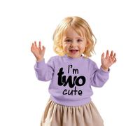 BOUTIKOME 2nd Birthday Jumper for Girls I'm Two Cute Printer Sweatshirt Second Birthday Jumper Birthday Party Clothes Autumn Winter Kids Clothes Warm Long Sleeve Shirt, Purple, 2 Jahre