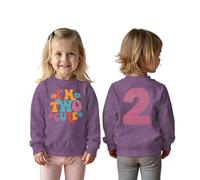 BOUTIKOME 2nd Birthday Sweatshirt for Girls I'm Two Cute Printer Pullover Second Birthday Kids Outfits Sister Round Neck Long Sleeve Shirt Autumn Winter Baby Clothes, purple, 2 Jahre